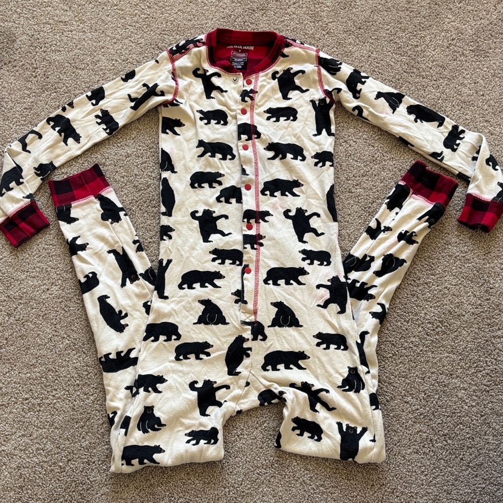 Adorable Bear Print Kids Footie Pajama